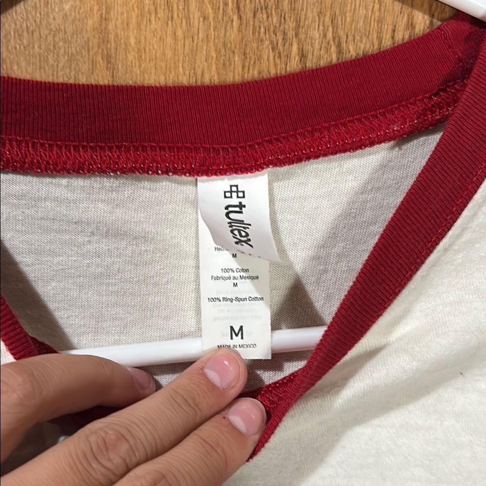 Tultex White and Red Short Sleeve Tee with Graphic Design - Picture 2 of 4